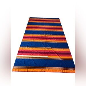 Pendleton Flannel Fabric Cotton Flat Sheet Twin Size Orange Blue Burgundy